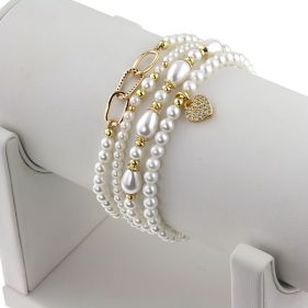Set bratari "Delicate love" din perle de Mallorca si elemente placate cu aur 18k