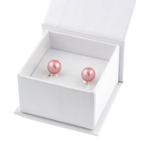Cercei din perle de Mallorca roz si argint