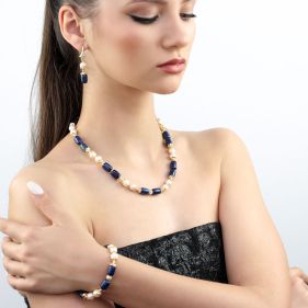 Set "Confidence" din perle de Mallorca si lapis lazuli